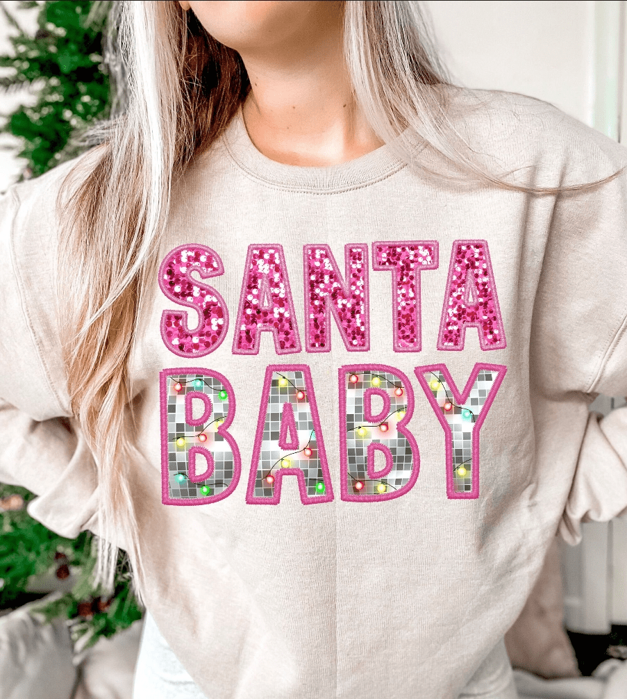 Santa Baby faux glitter Graphic Apparel