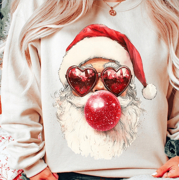 Bubblegum Santa Graphic Apparel