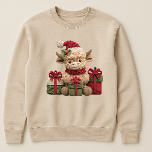 Presents & Cows faux latch hook Graphic Apparel