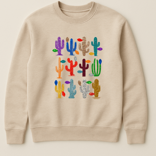 Christmas Cactus faux sparkle Graphic Apparel