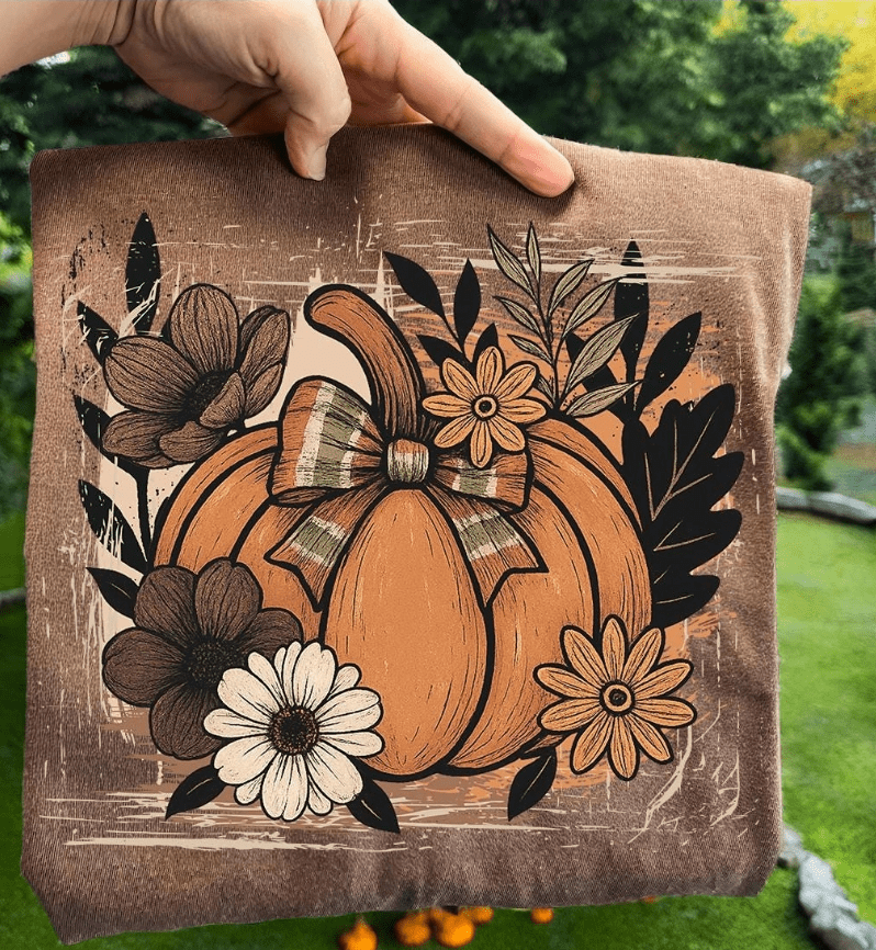 Floral Pumpkin Graphic Apparel