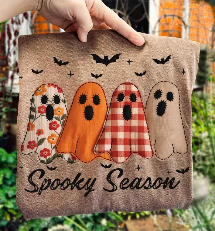 Spooky Faux Embroidered Graphic Apparel