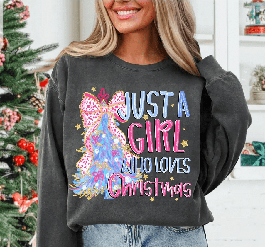 Just a Girl Who Loves Christmas Graphic Apparel