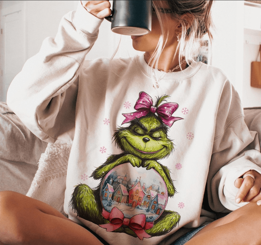 Grinch Snow Globe Graphic Apparel