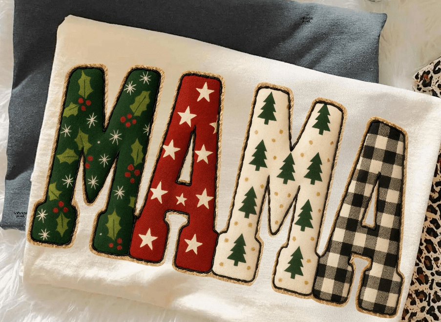 MAMA Faux Embroidery Graphic Apparel