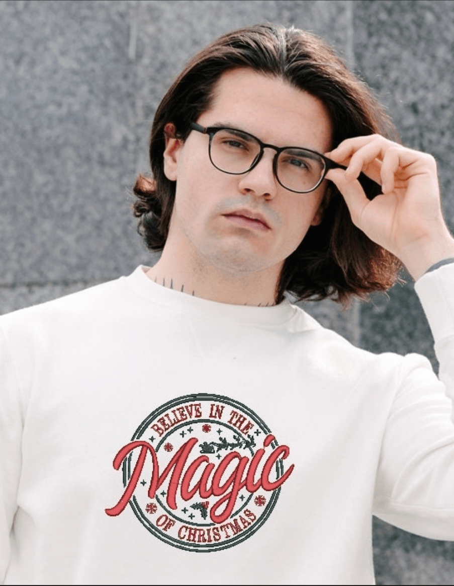 Magic of Christmas Faux Embroidery Graphic Apparel