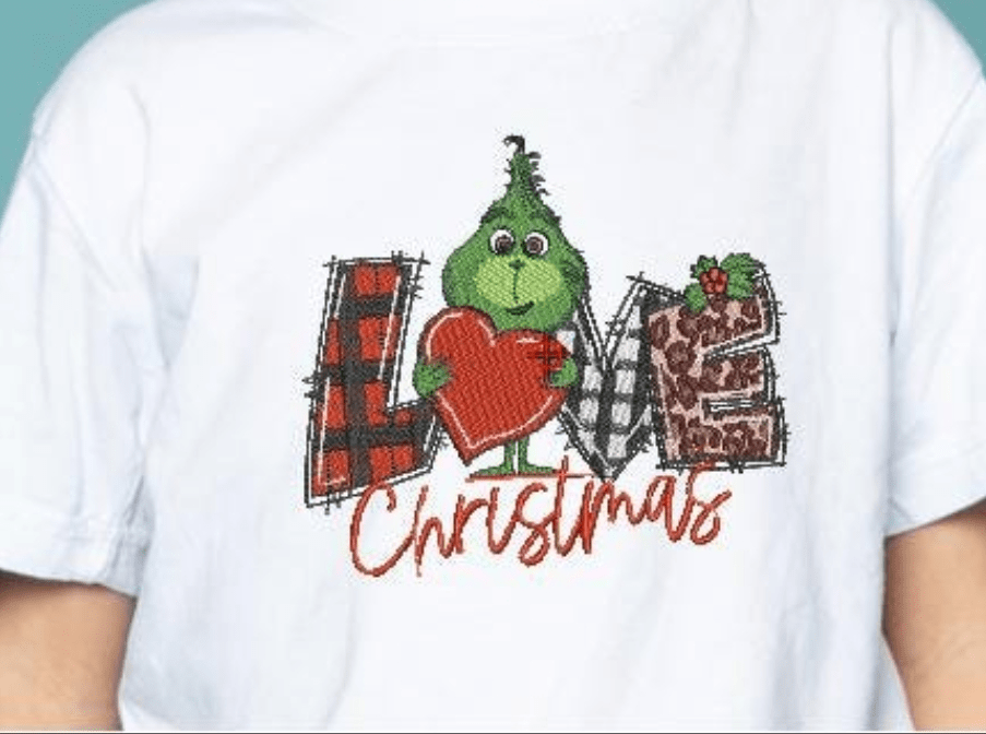 Love Christmas Faux Embroidery Graphic Apparel
