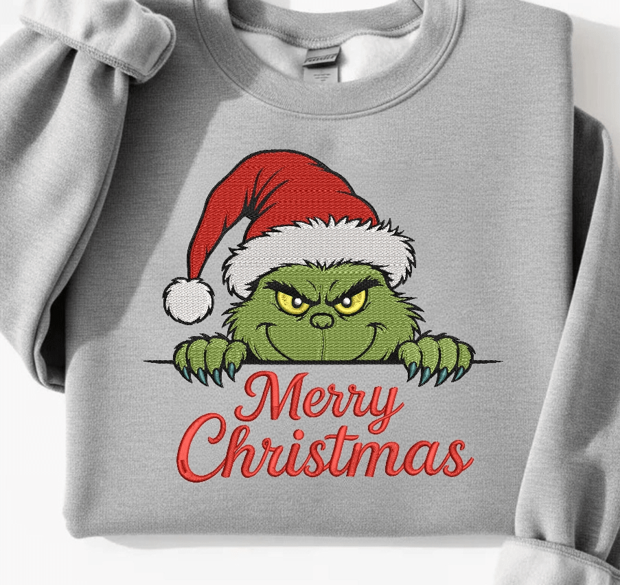 Merry Christmas Faux Embroidery Graphic Apparel
