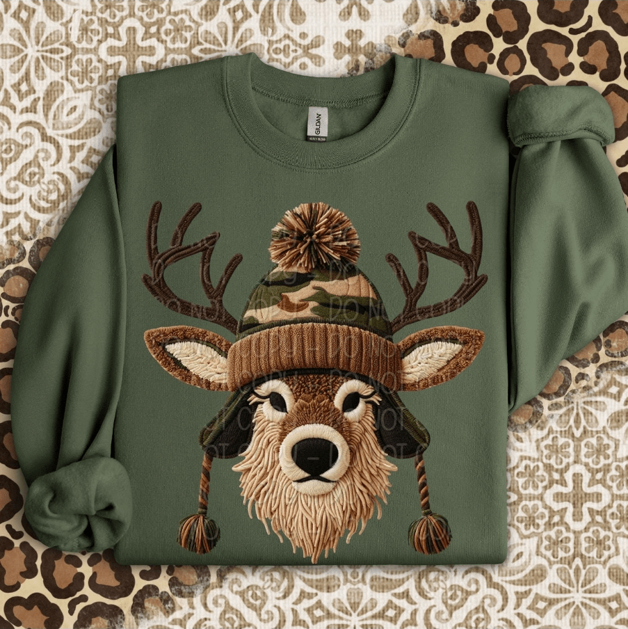 Deer Faux yarn Graphic Apparel