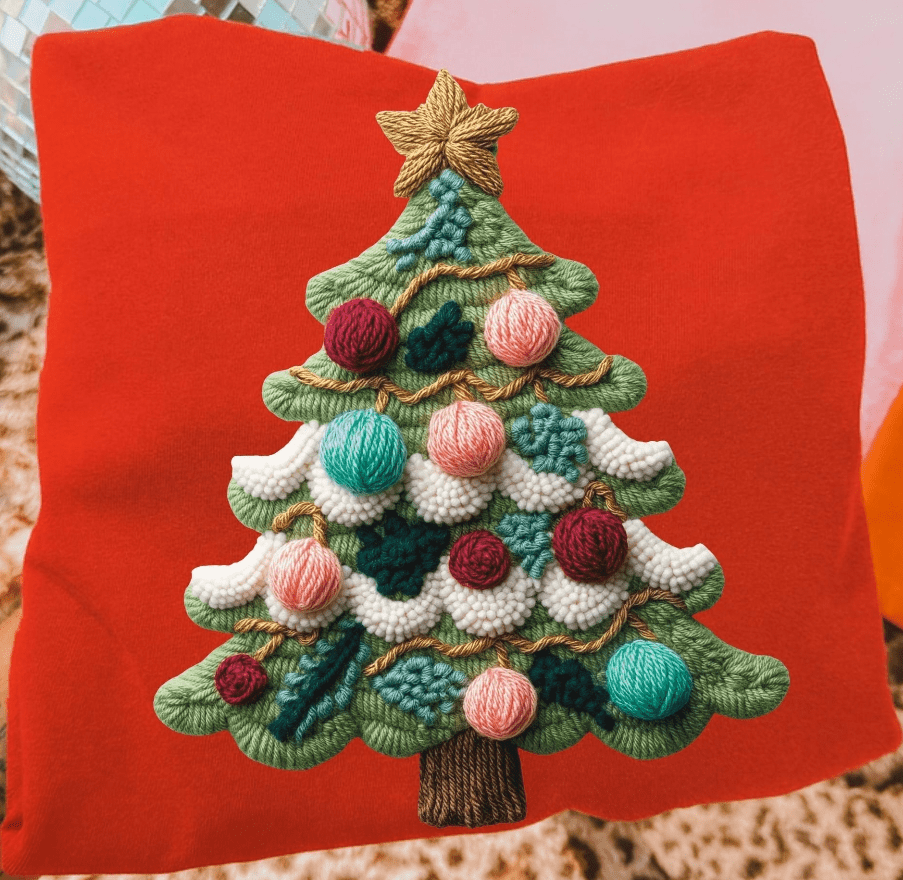 Christmas Tree Faux yarn Graphic Apparel