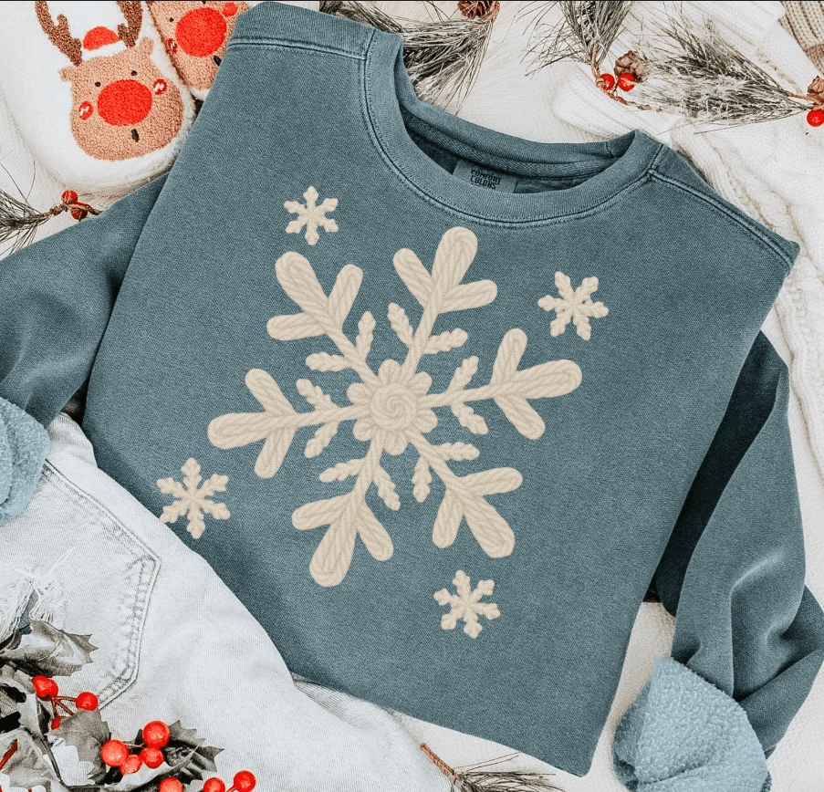 Snowflake Faux yarn Graphic Apparel