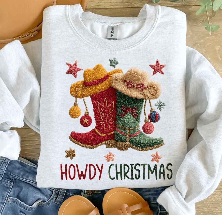 Howdy Christmas Faux yarn Graphic Apparel