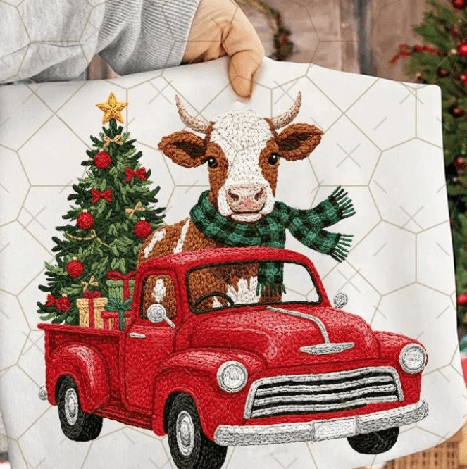 Country Christmas Faux yarn Graphic Apparel