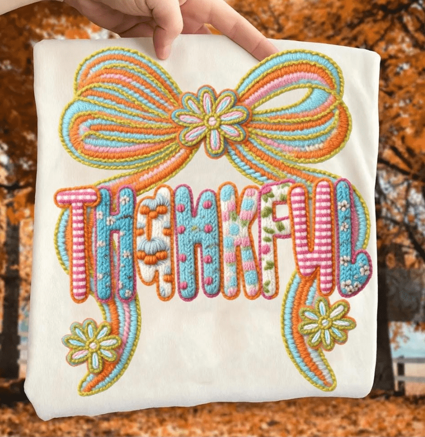 Thankful Faux yarn Graphic Apparel