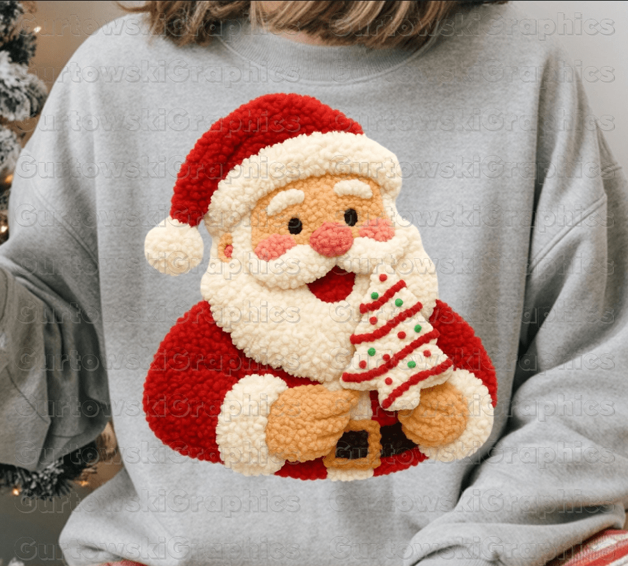 Santa Snack Faux yarn Graphic Apparel