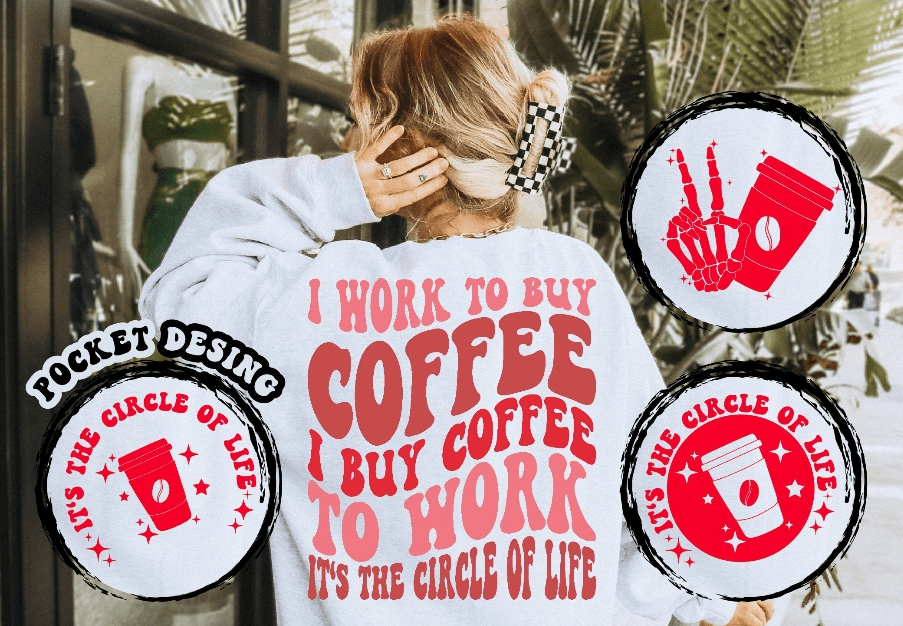 Work to Buy Coffee Crewneck Graphic Apparel