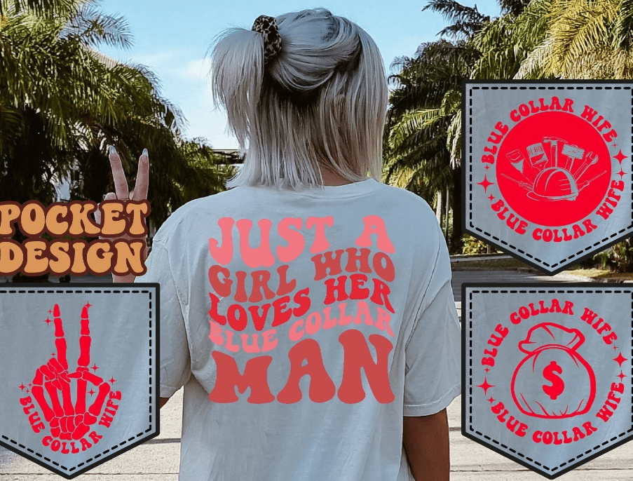 Just a Girl Who Loves Her Blue Collar Man Crewneck Graphic Apparel