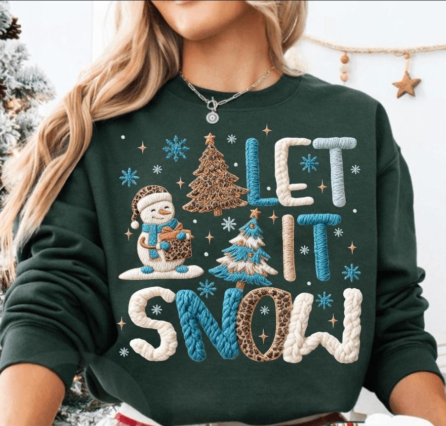 Let It Snow Faux latch hook Graphic Apparel