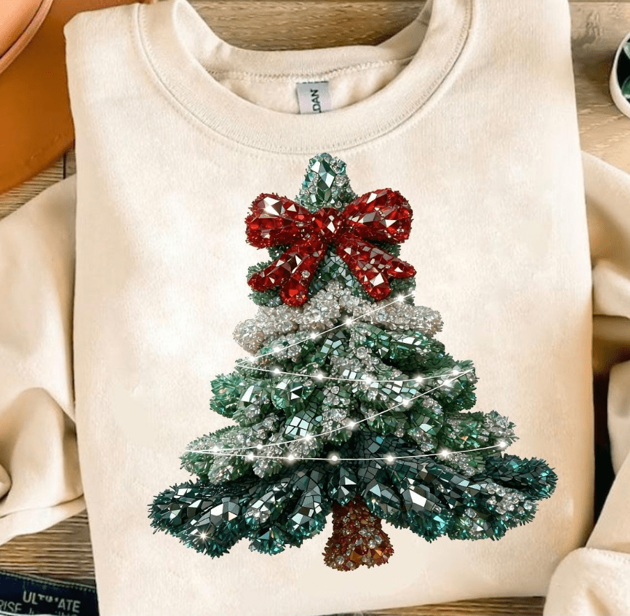 Christmas Tree faux latch hook Graphic Apparel