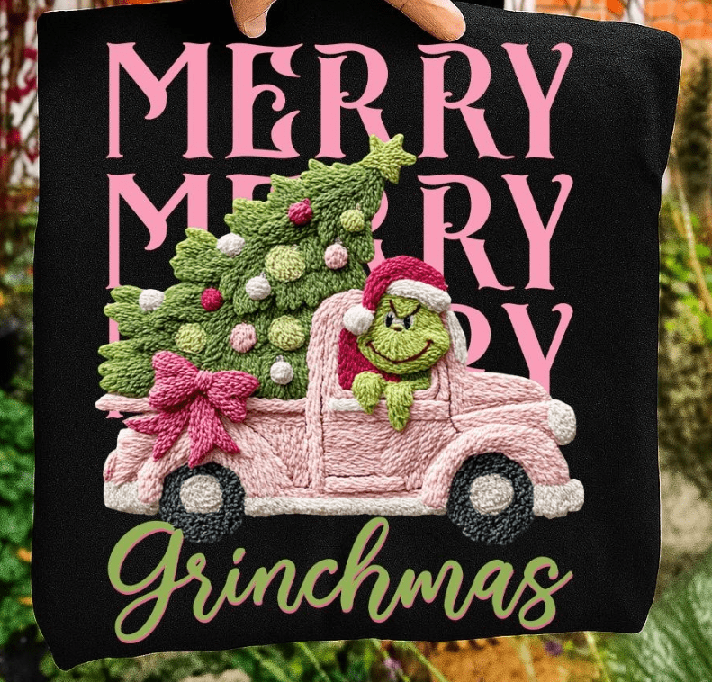 Merry Merry Mas Faux latch hook Graphic Apparel