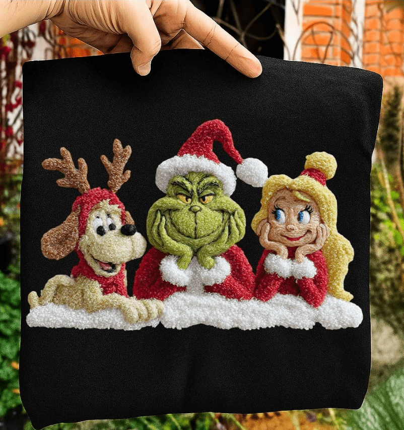 Friends Of Christmas Faux latch hook Graphic Apparel