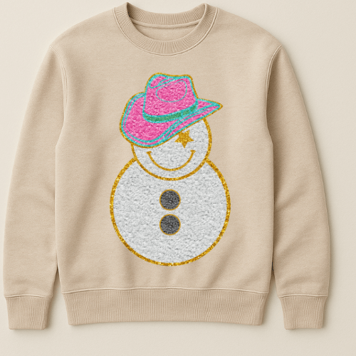 Cowboy Snowman faux sparkle Graphic Apparel