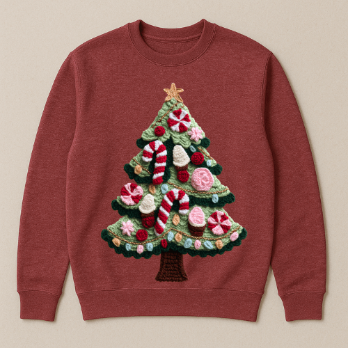 Christmas Tree faux latch hook Graphic Apparel