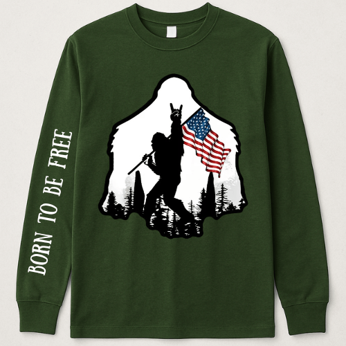 Bigfoot Born to be Free Graphic Apparel