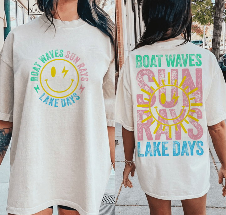 Boat Waves Sun Rays Graphic Apparel