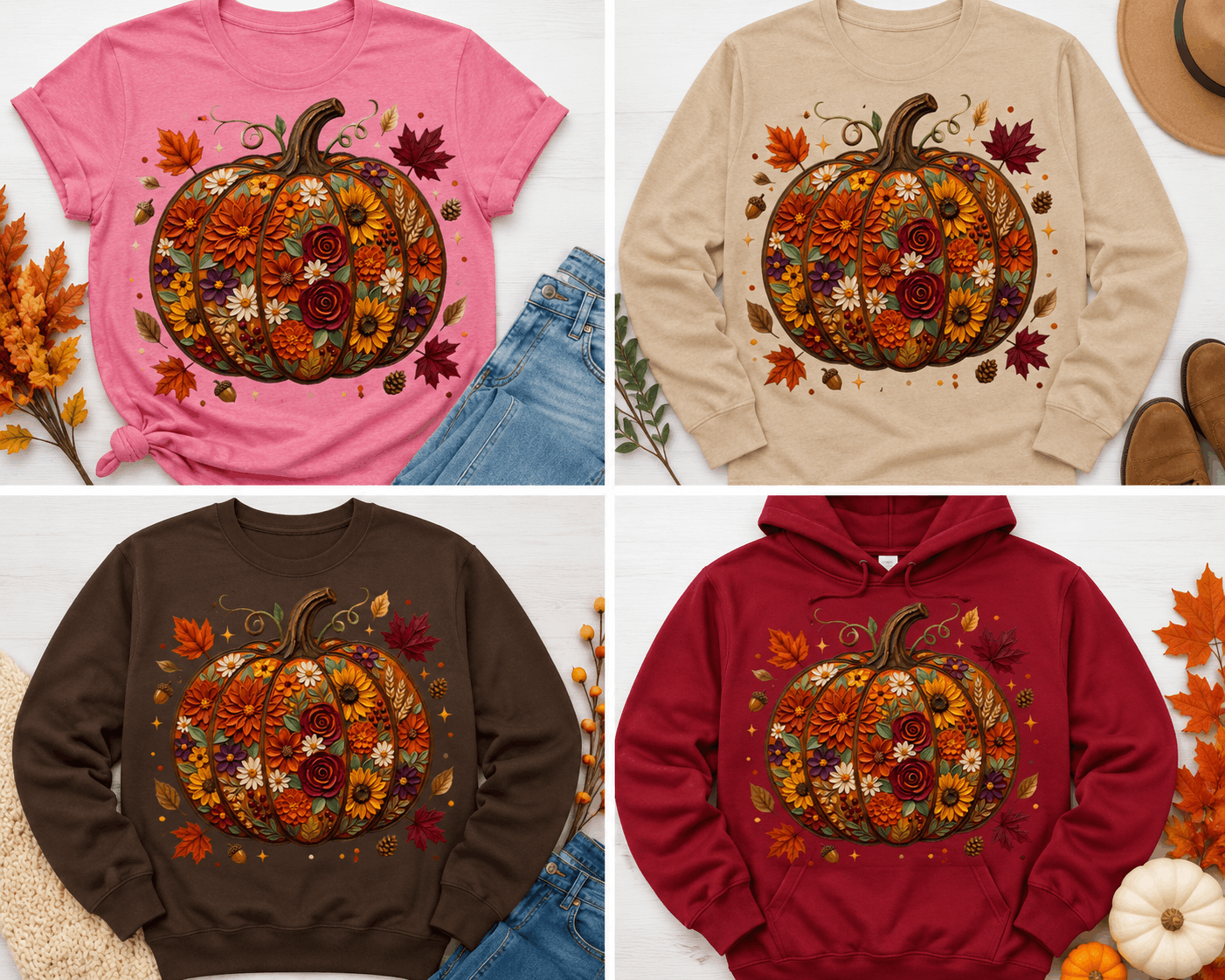 Floral Pumpkin Graphic Apparel