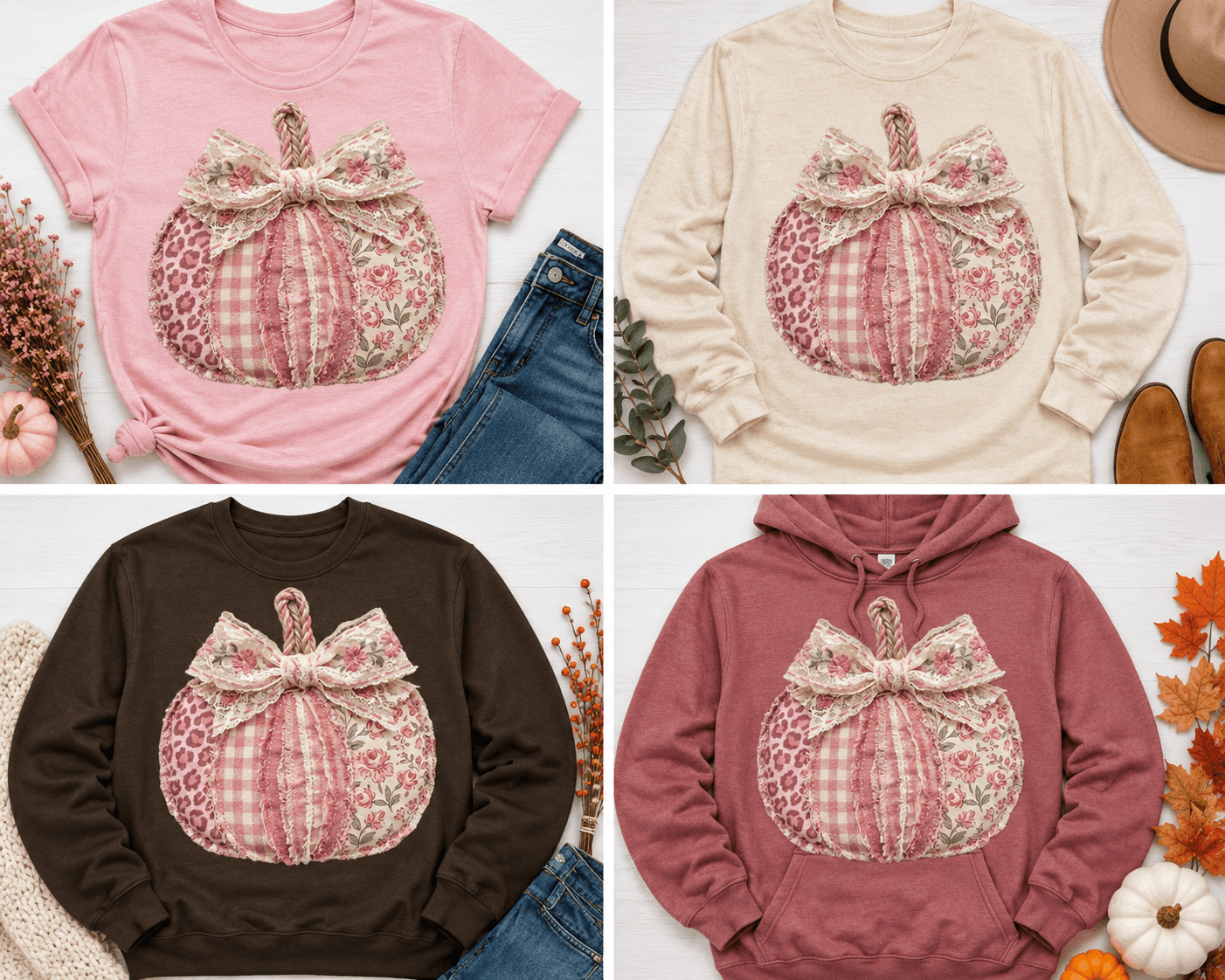 Pumpkin Patchwork Faux Graphic Apparel