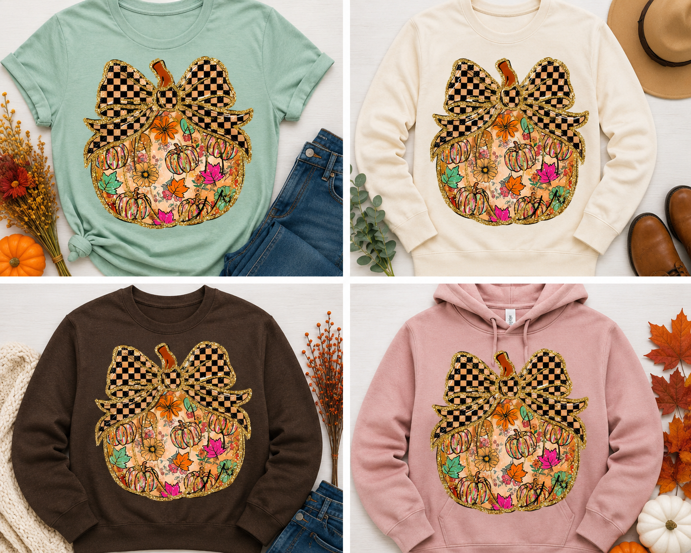 Checkered Pumpkin Graphic Apparel
