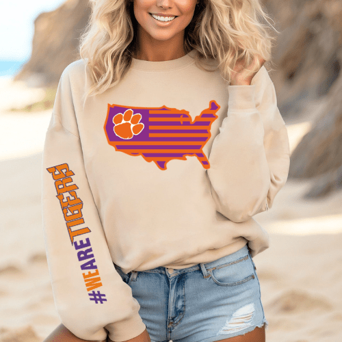 Clemson 'Merica Sleeve Design Graphic Apparel