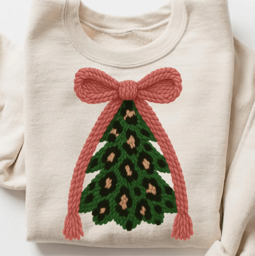 Leopard Tree faux latch hook Graphic Apparel