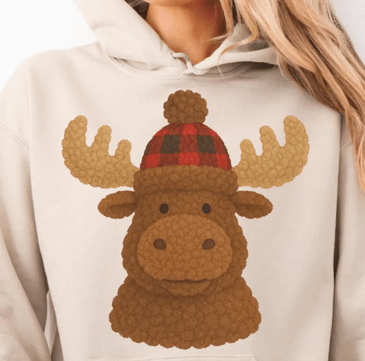 Christmas Moose faux latch hook Graphic Apparel