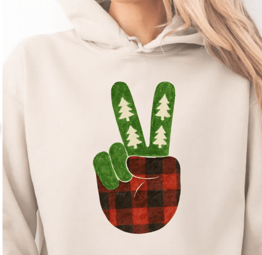 Christmas Peace faux embroidery Graphic Apparel