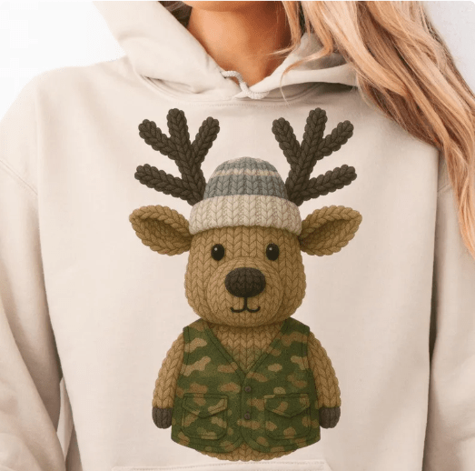 Hunting Moose faux latch hook Graphic Apparel
