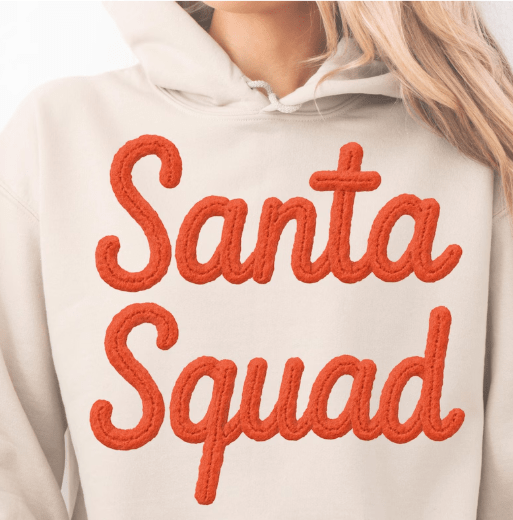 Santa Squad faux latch hook Graphic Apparel