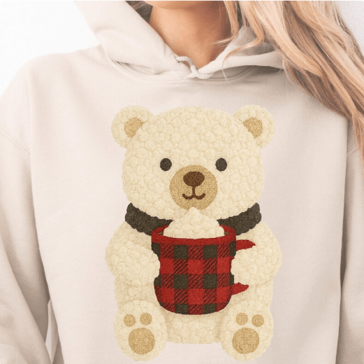 Christmas Polar Bear faux latch hook Graphic Apparel