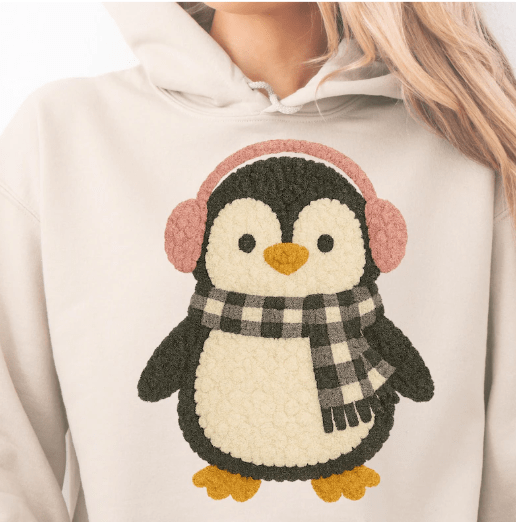 Winter Penguin faux latch hook Graphic Apparel