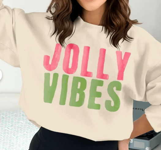 Jolly Vibes faux embroidery Graphic Apparel