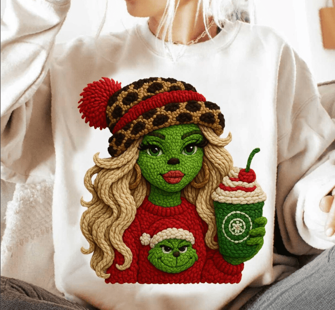 Christmas Coffee faux latch hook Graphic Apparel