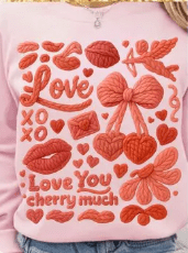 Love You Cherry Much faux crochet Graphic Apparel