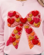 Hearts & Bows faux crochet Graphic Apparel
