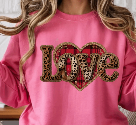 Love Leopard faux embroidery Graphic Apparel