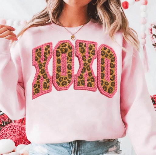 XOXO Leopard faux crochet Graphic Apparel