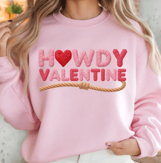 Howdy Valentine faux crochet Graphic Apparel