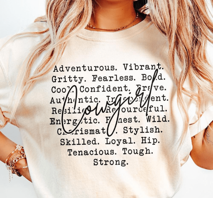 Cowgirl Sayings Graphic Apparel