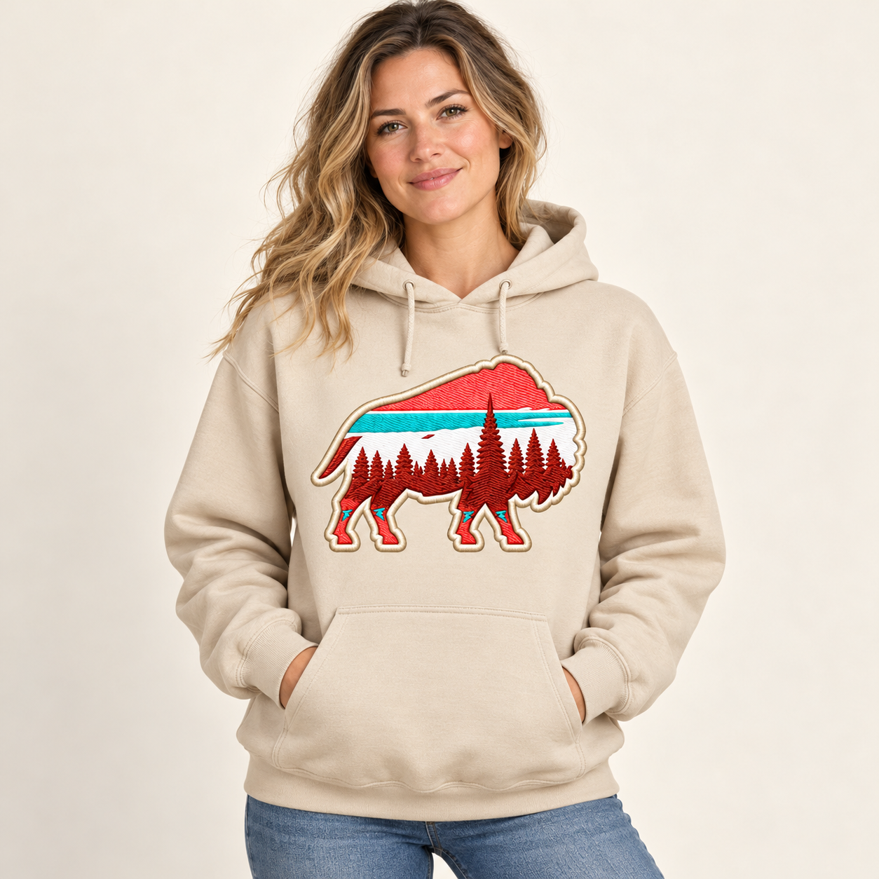 Buffagonia Afterglow Hoodie modeled product mockup