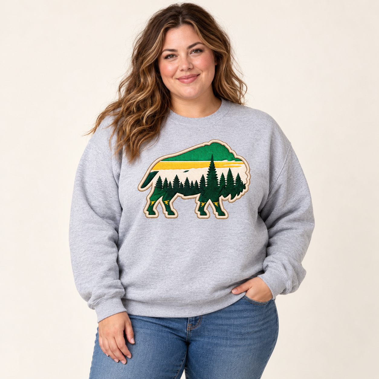 Buffagonia Alpine Crewneck modeled product mockup